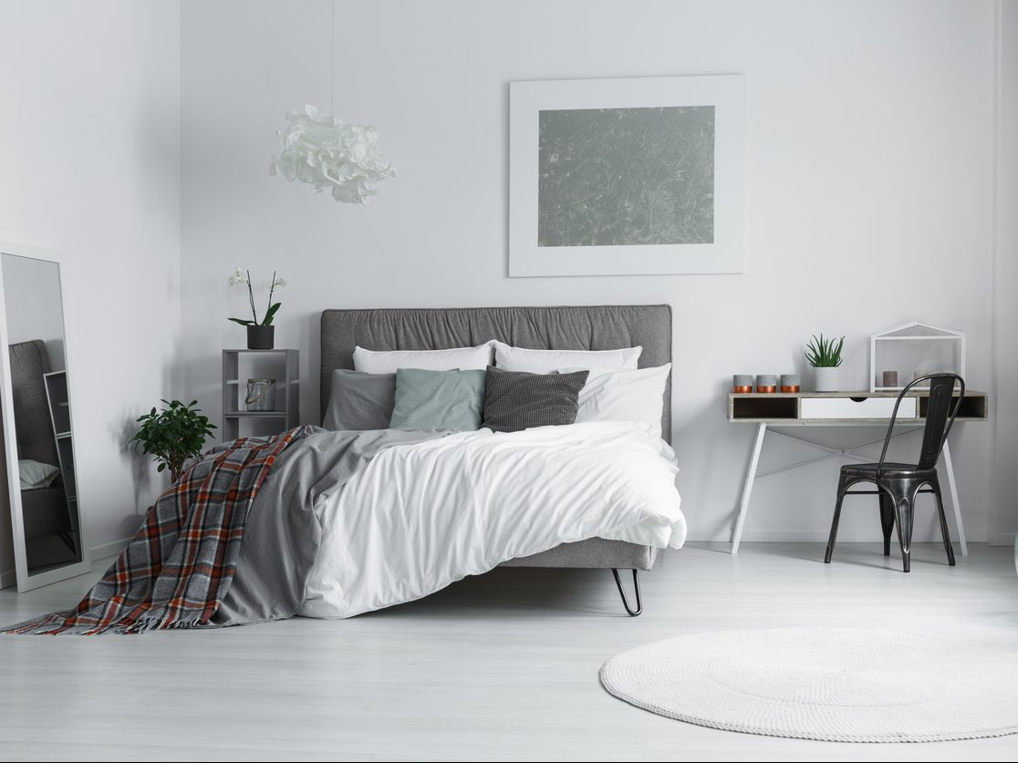 Modern apartment bedroom with clean air