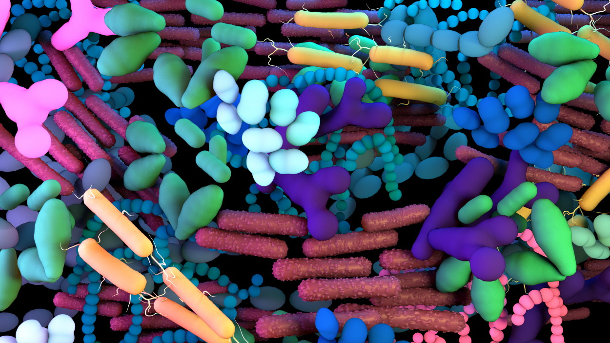 3d illustration of microbes