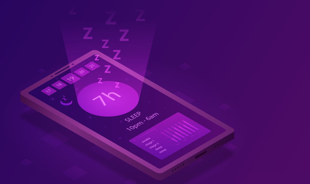 Illustration of smartphone showing sleep tracking app