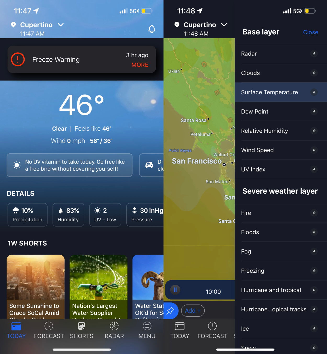 1weather App screen shots on Android