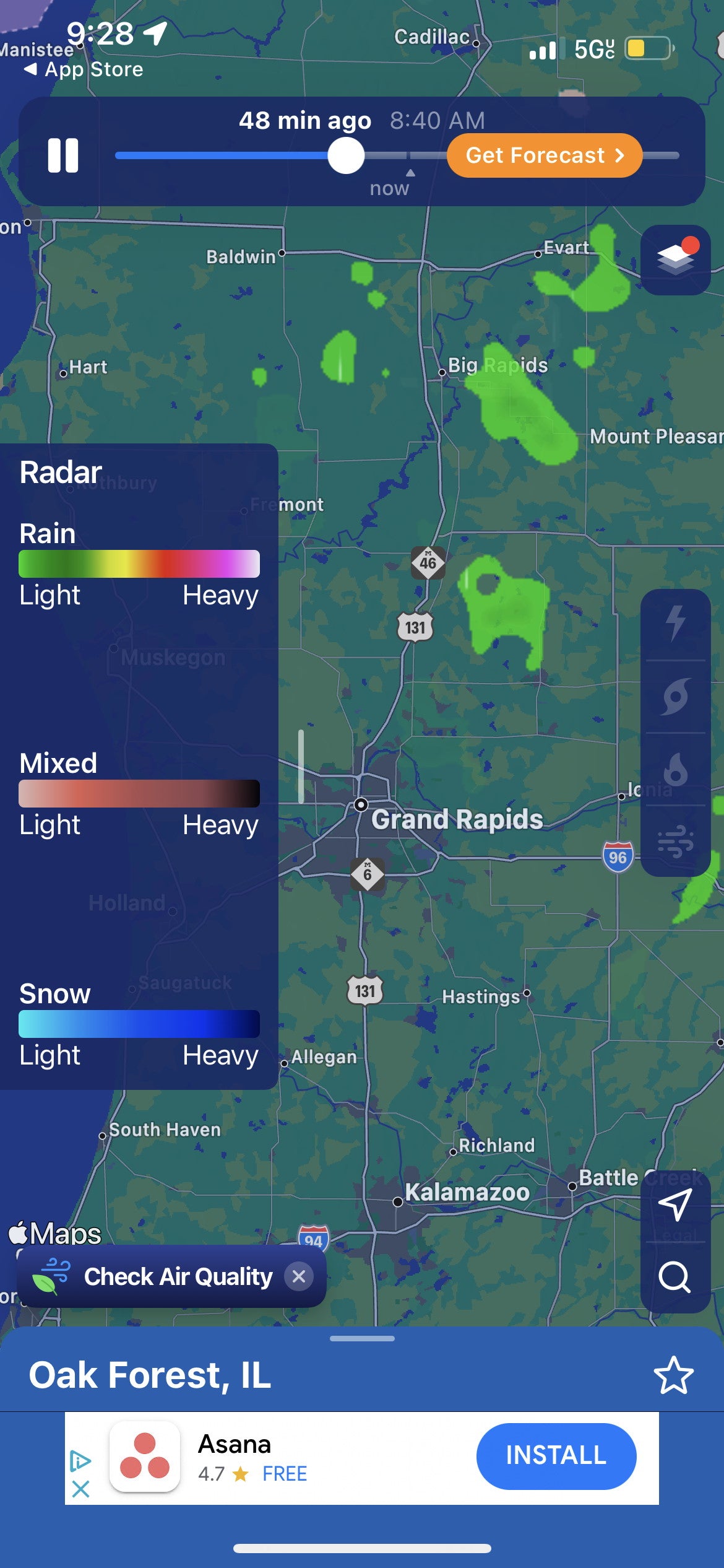 NOAA Weather Live App screen shots on iPhone