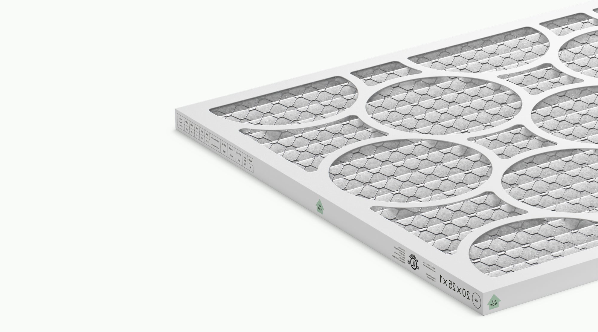 A clean HVAC central air filter on a white background