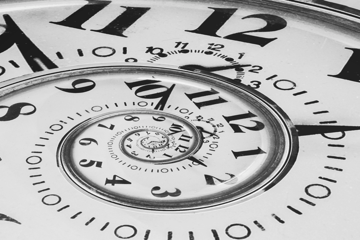 abstract spiraling clock signaling lost time