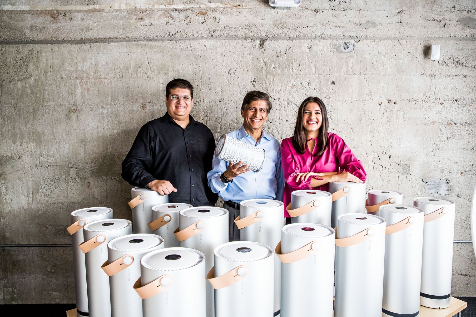 The Goswami family with Molekule air purifiers