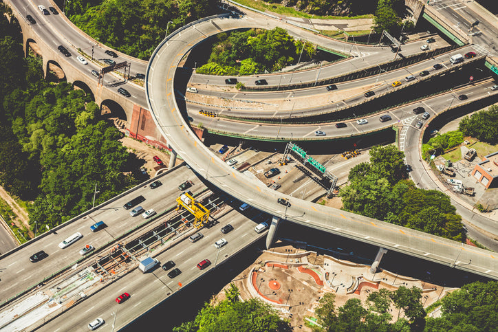 Smoggy city freeways