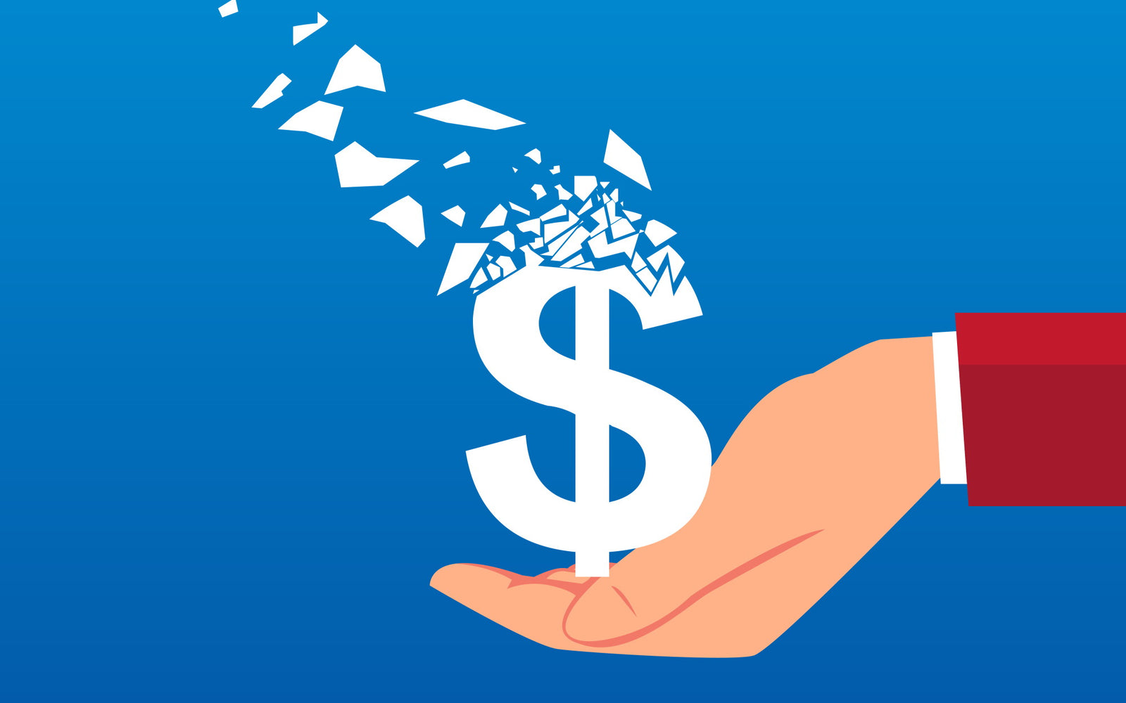 Dollar Sign Disintegrating in a hand