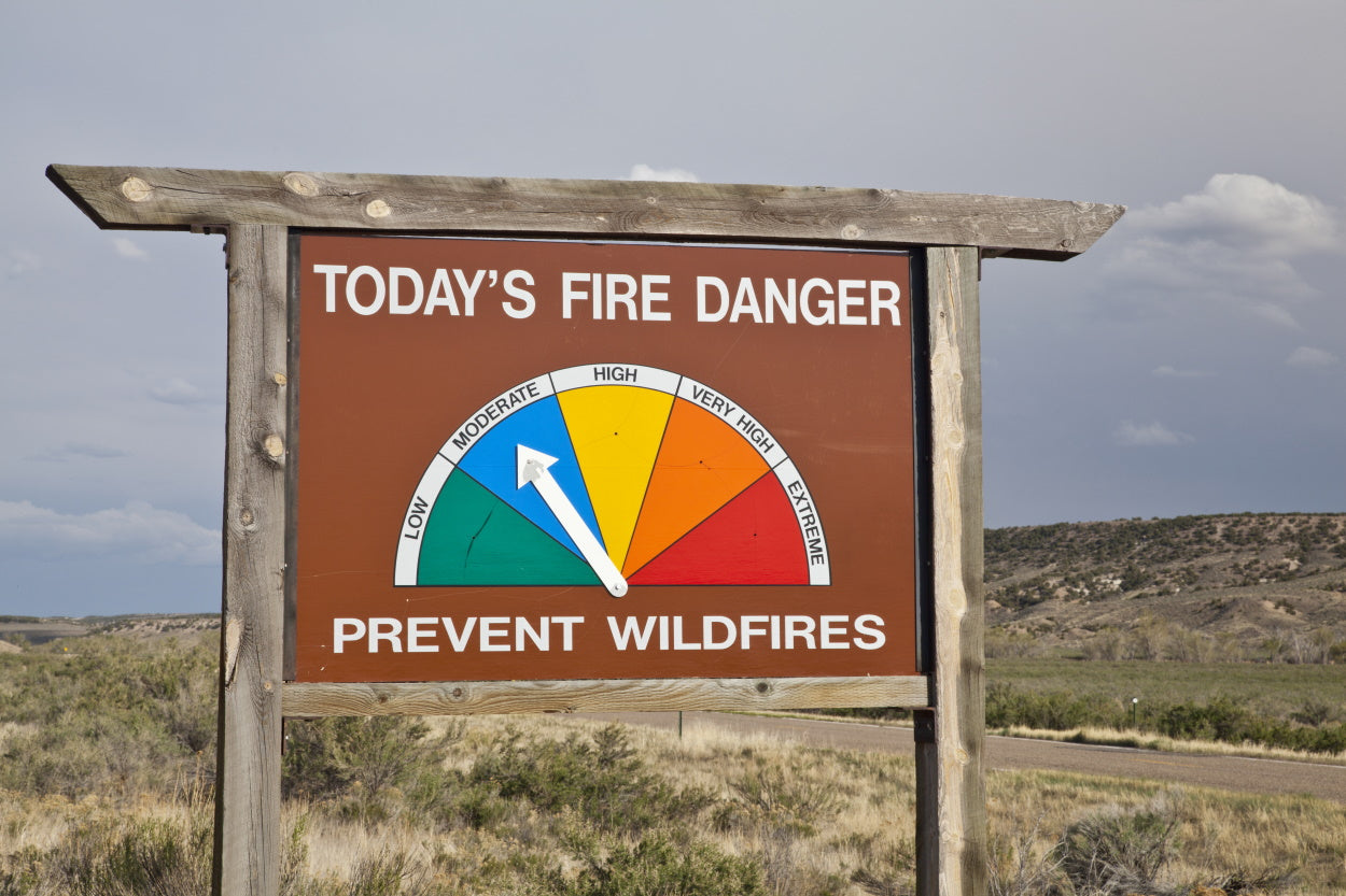 Wildfire danger meter at moderate