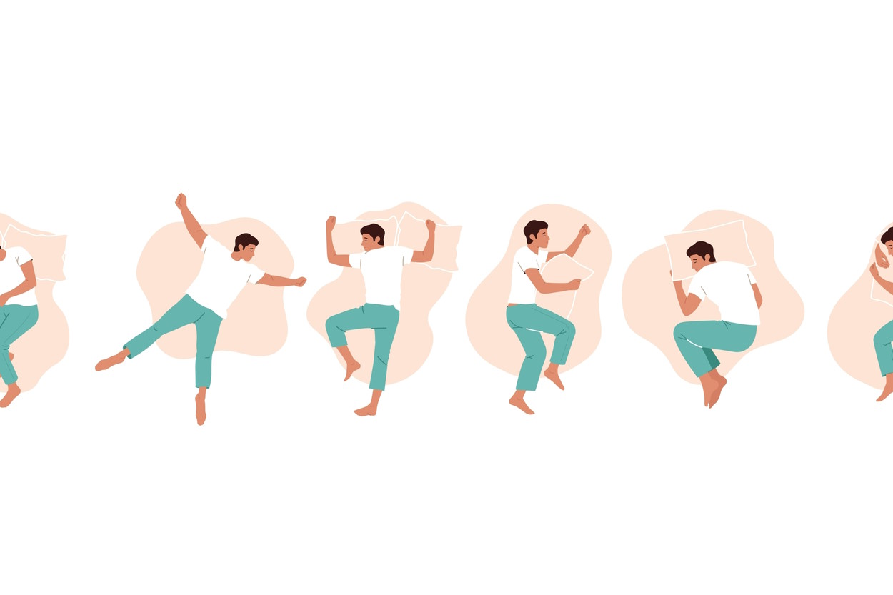 Digital art of a man tossing and turning in bed