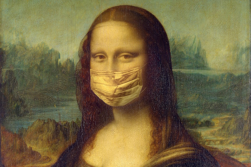 Mona Lisa wearing a surgical mask
