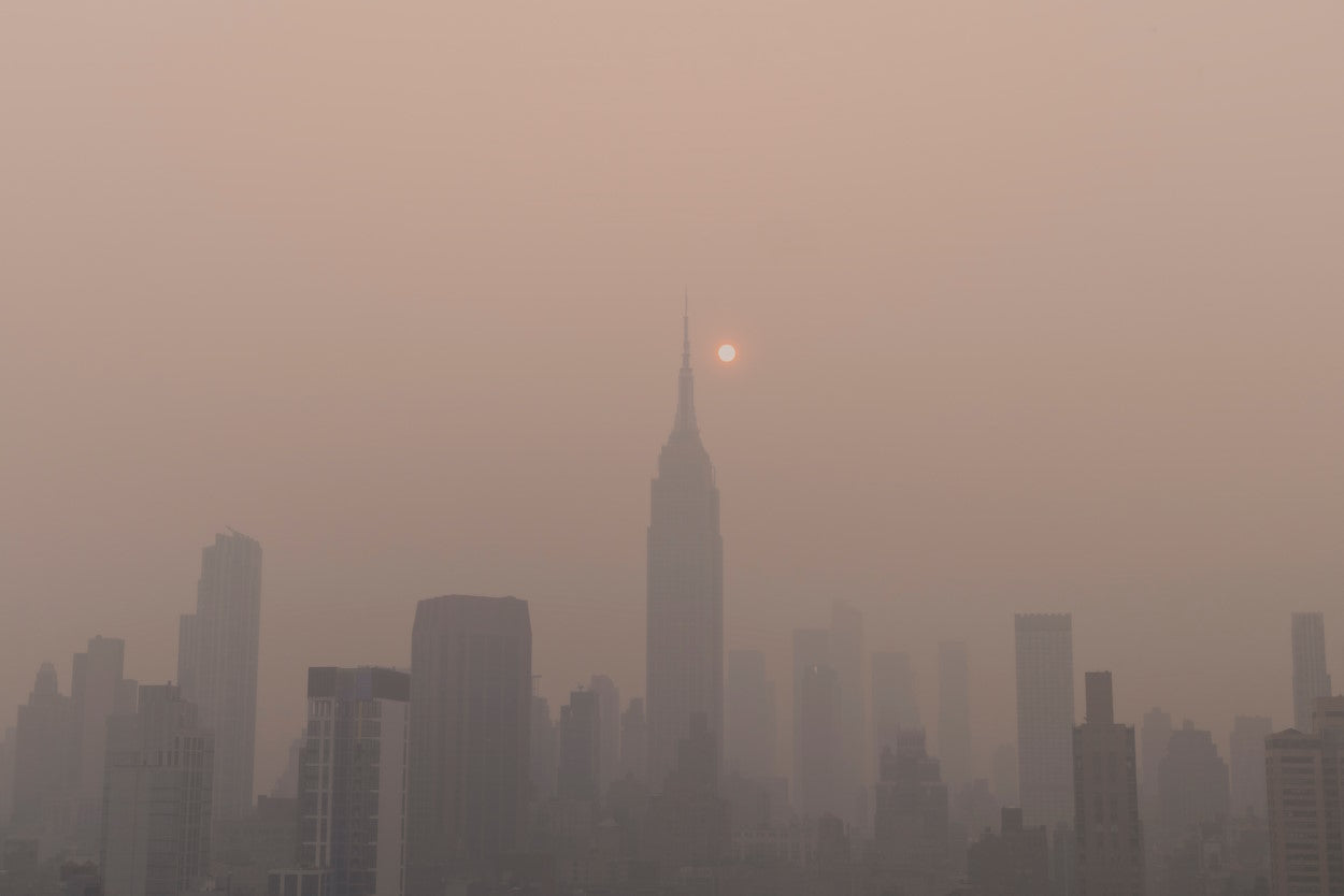 New York City Skyline with Wildfire Smoke