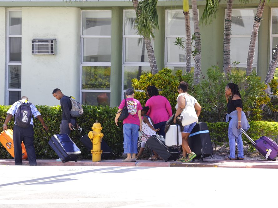 Line of people seeking emergency wildfire resources
